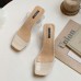 Women Transparent Bind Solid Color Chunky Heels Slippers