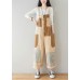 Boho Beige Patchwork Jeans Jumpsuit