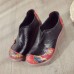 Women Retro Ethnic Floral Pattern Splicing Lightweight Slip Resistant Wedges